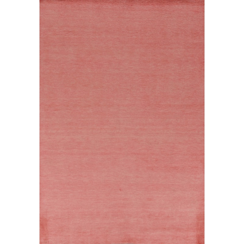 Hand Knotted Oriental 100% Wool Carpet Modern Solid Pink Gabbeh Area Rug - 9' 3'' X 6' 0''