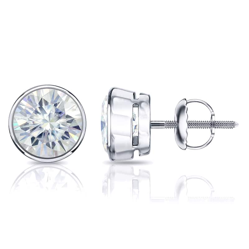 Auriya 14k Gold 1ctw Bezel-set Round Moissanite Stud Earrings - 5 mm