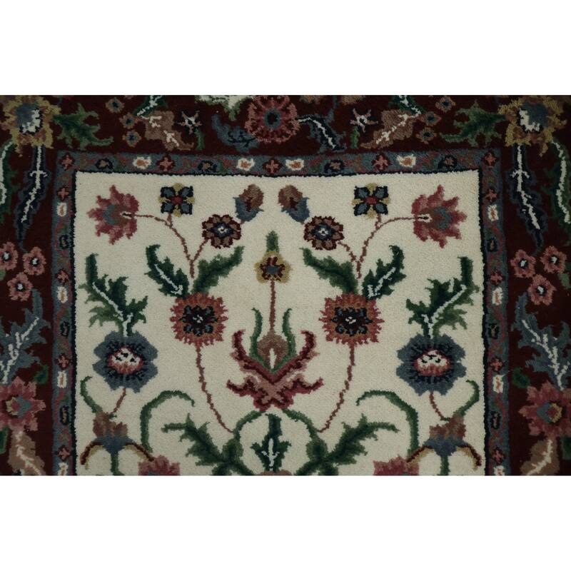 Hand Knotted Oriental 100% Wool Carpet Traditional All-Over Beige & Ivories Kashan Runner Rug - 11' 10'' X 2' 7''