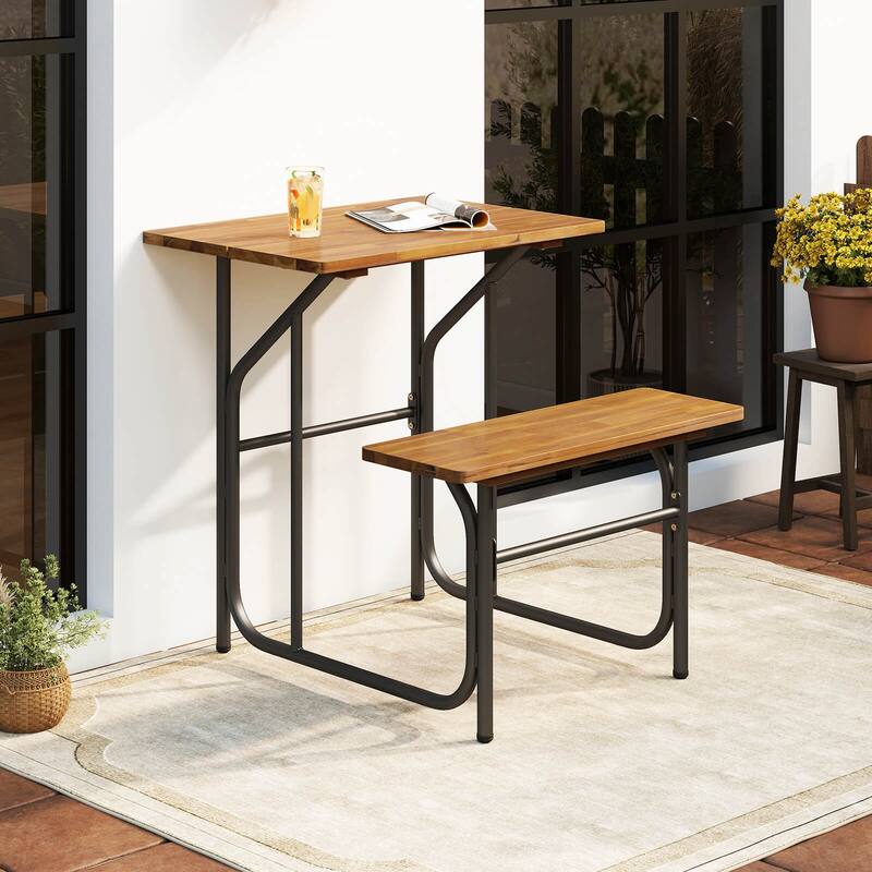 Costway 1/2 PCS Patio Table Bench Set One-Side Picnic Table & Seat - See Details