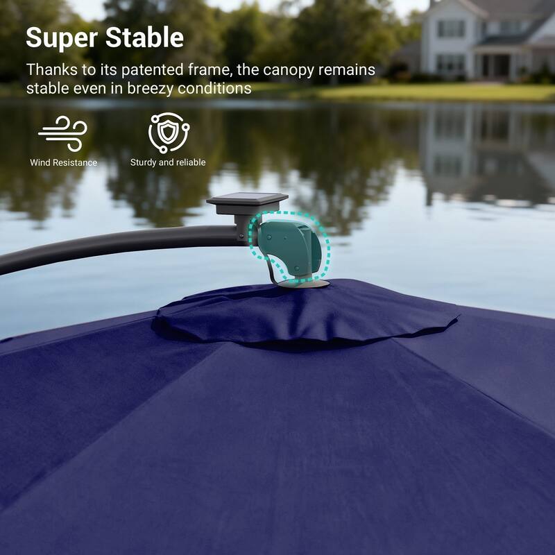 Sonkuki Outdoor 8.2x8.2FT LED lighted Patio Offset umbrella for Garden