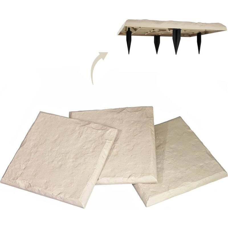 15.5" Decorative Stepping Stones, Beige Limestone for Garden Pathway