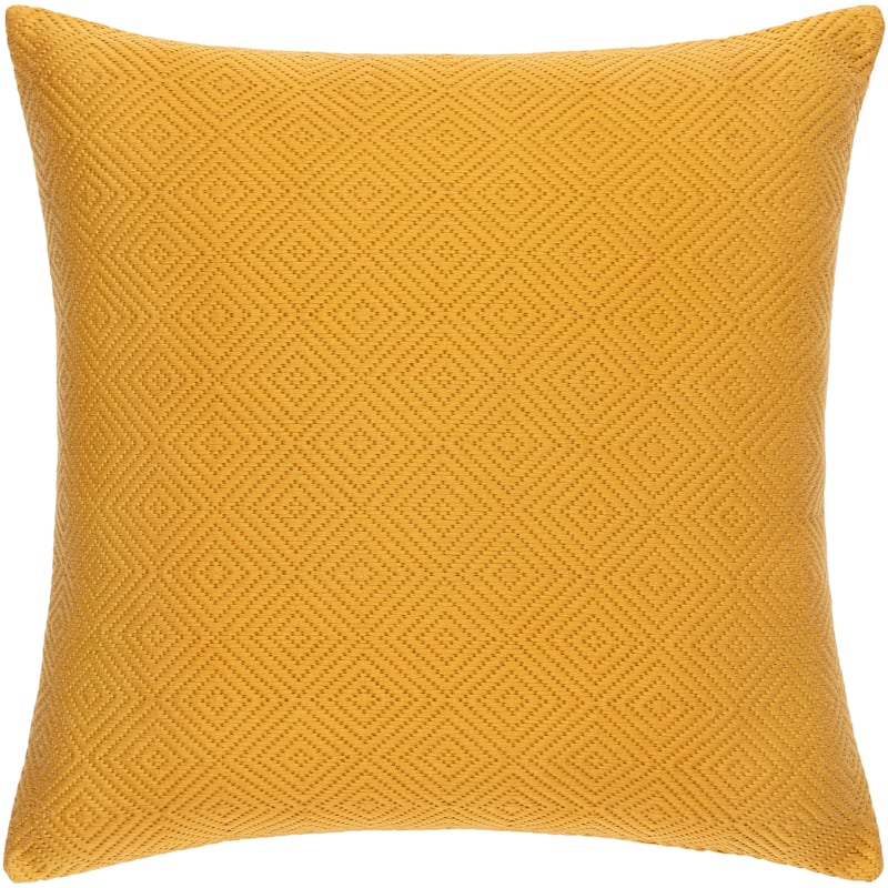 Artistic Weavers Cleghorn Hand Woven Geometric Solid Throw Pillow - 22"H x 22"W - Feather Down - Mustard