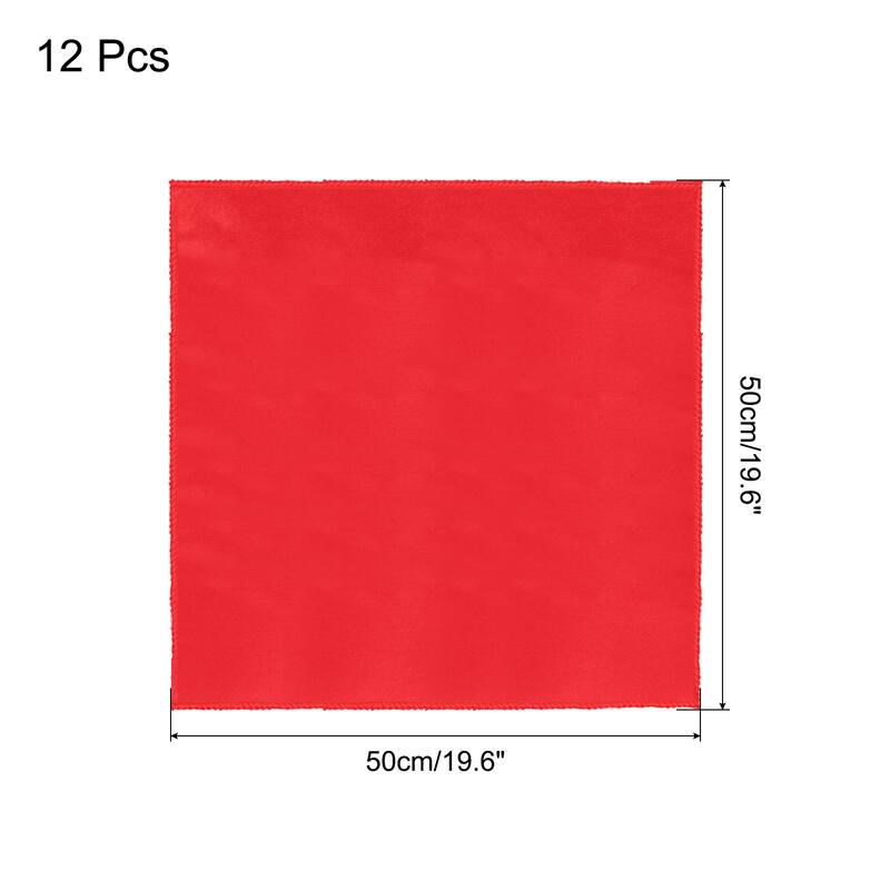 12pcs Satin Table Napkins Polyester Square Bright Table Napkin 20"x20" - Red