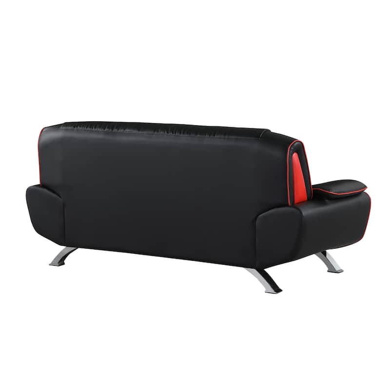 HomeRoots Two Piece Indoor Black Genuine Leather Five Person Seating Set