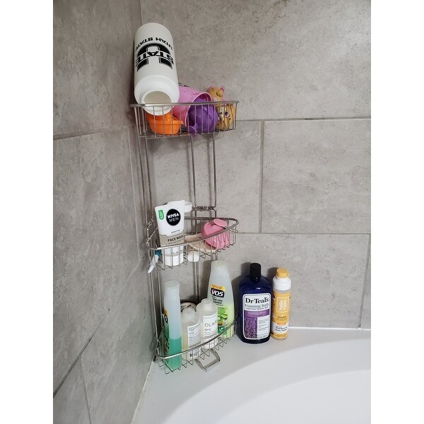 ToiletTree Products Rust Proof Stainless Steel Shower Floor Caddy 3 Tiers 