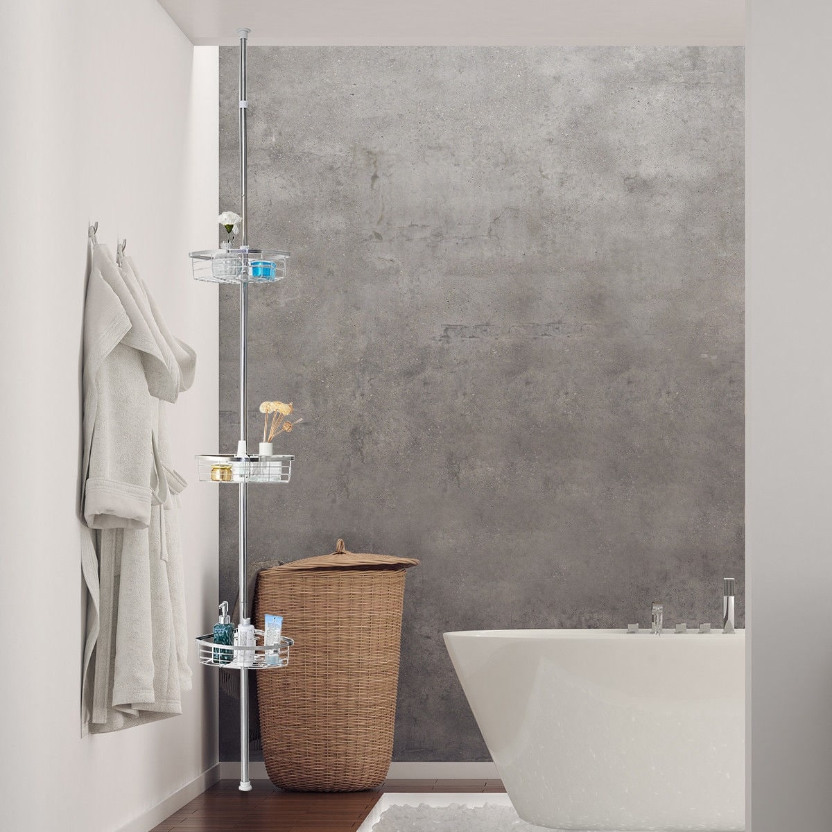 Shop Gymax 3 Tier Corner Shower Caddy Stainless Steel Adjustable