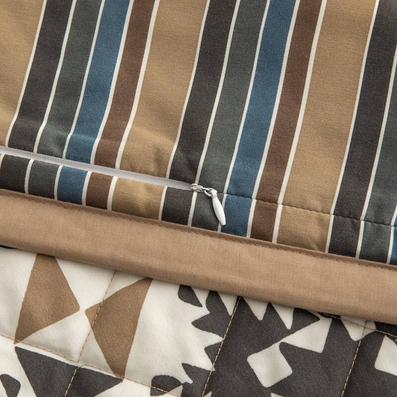 Indigo Hill by HiEnd Accents Mosaic Western Bedding Reversible Geometric Print 3 Piece Quilt Set