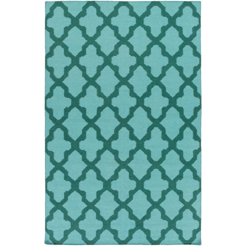 Hand-Woven Ashley Lattice Reverisble Flatweave Wool Area Rug - 5' x 8'