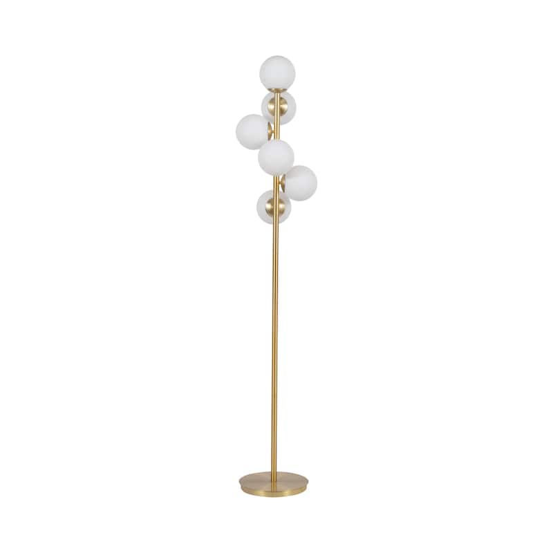 Sagebrook Home Modern Glam Glass 72" Frosted Globe Floor Lamp, Gold, Pedestal - 14" x 14" x 72"