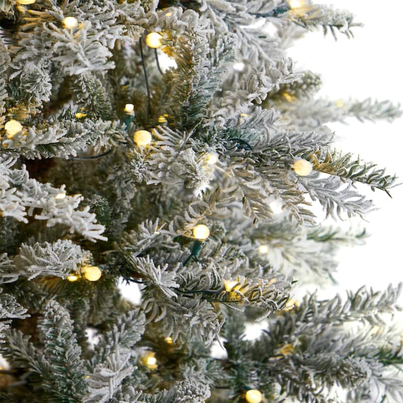 Slim Artificial Christmas Tree with Warm White Lights - 8.5ft Holiday Decor - Green - 102