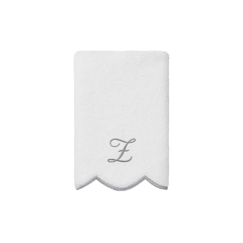 Authentic Hotel and Spa 100% Turkish Cotton Grey ADORNIA Scallop Personalized 3 Piece Towel Set - 3 Piece Set