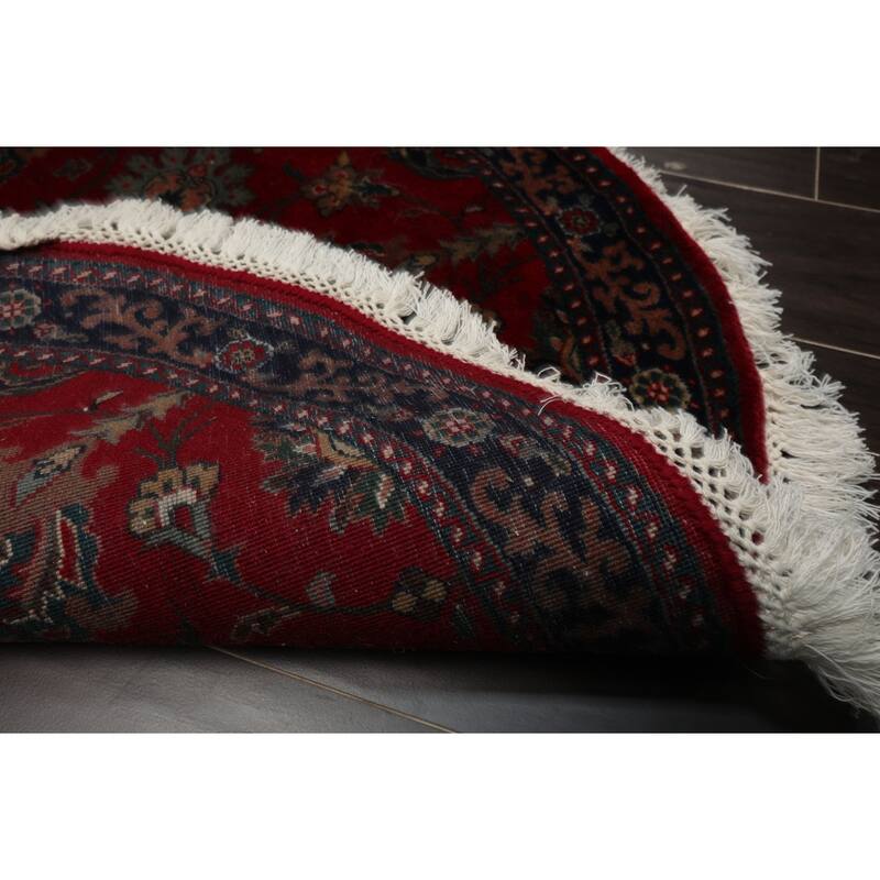 Agra Traditional Botanical 3x3 Round Hand Knotted New Zealand Wool Burgundy Rug - 3' x 3' -Round