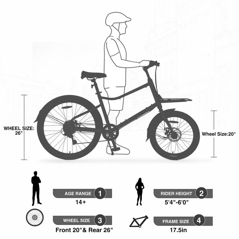 Cargo Bike - Aluminum Alloy Frame, 7 Speeds, Multiple Colors, Unisex - 26