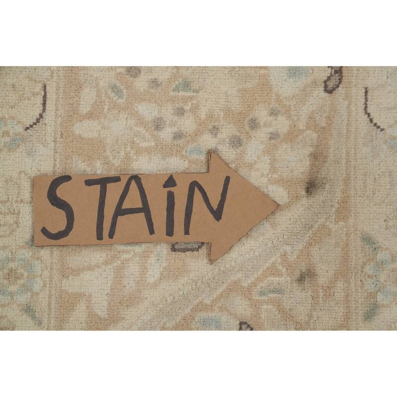 Hand Knotted Oriental 100% Wool Carpet Traditional Floral Beige & Ivories Kerman Area Rug - 12' 10'' X 9' 7''