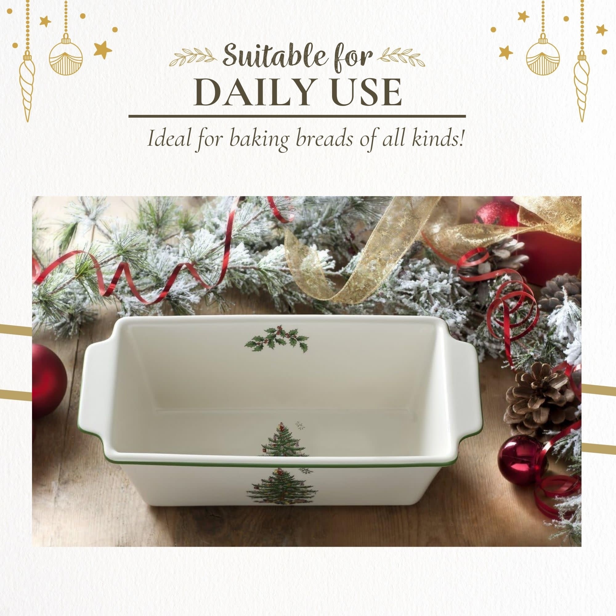 Spode Christmas Tree 1 Quart Round Casserole Dish With Lid - Stoneware