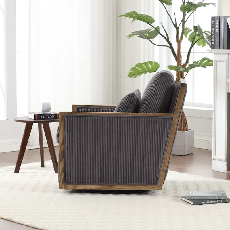 Corduroy Swivel Barrel Chair,Comfy Accent Sofa Chair for Living Room,360 Degree Swivel Barrel Club Chair