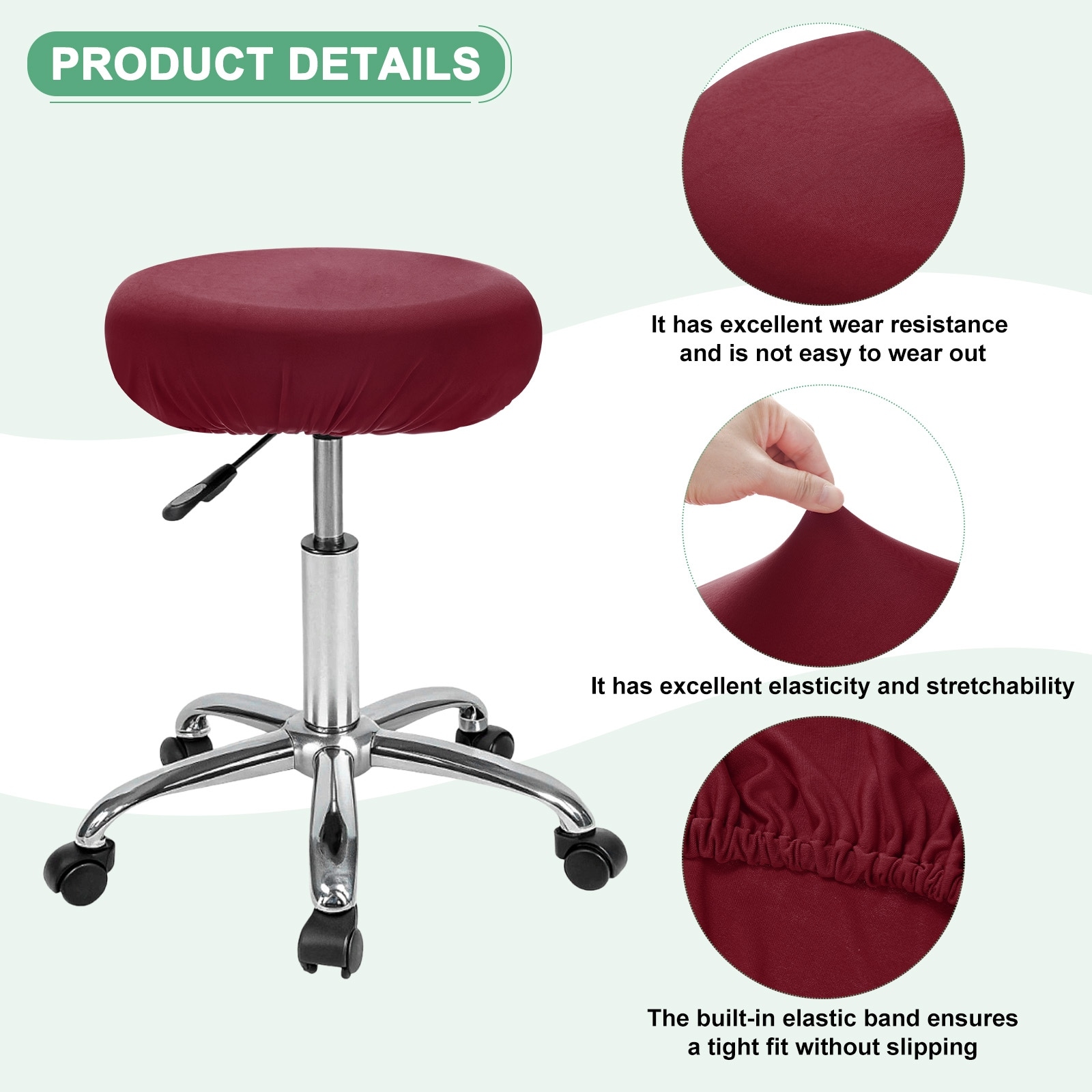 Bar Stool Covers Round for 12-15 Inch Stretch Fabric Cover