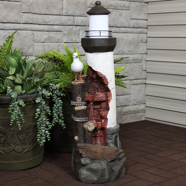 resin turtle cove cascading sculptural fountain with led light