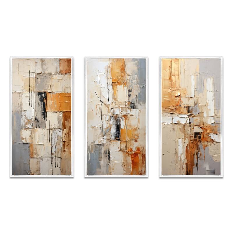 Designart "Abstraction I" Abstract Framed Wall Art Set Of 3 Frame Gallery Wall Set For Home Decor