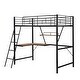 preview thumbnail 6 of 16, Modern Metal Twin Size Loft Bed with Full Length Guardrails, Inclined Ladder, L-shaped Desk and Shelf