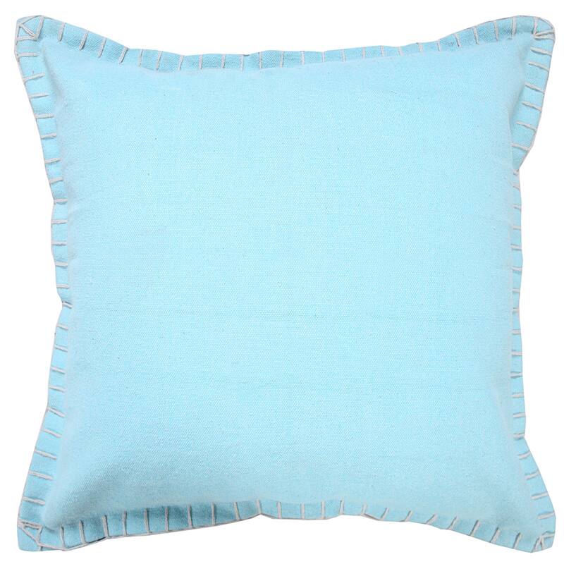 Handwoven Flanged Border Square Throw Pillow - 18" - Pale Blue
