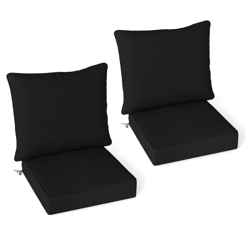 Gymax 2PCS Deep Seat Chair Cushion Pads Set Indoor/Outdoor w/ Rope - Black