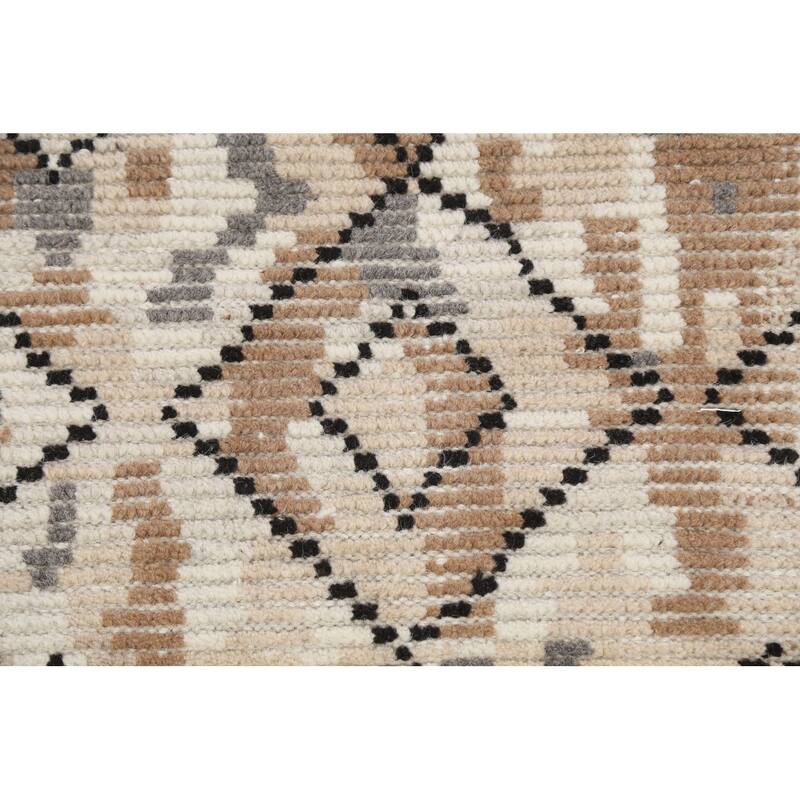 Geometric Moroccan Oriental Wool Area Rug Hand-knotted Modern Carpet - 5'4" x 7'5"