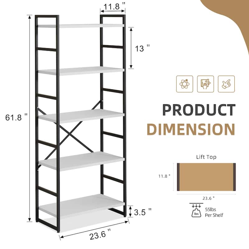 Futzca 5 Tier Storage Bookshelf