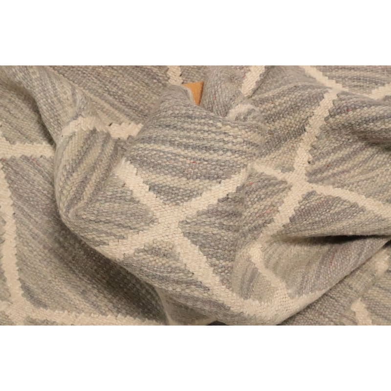Hand Woven Oriental 100% Wool Carpet Southwestern Tribal Greys & Charcoal Kilim Area Rug - 7' 10'' X 5' 0''