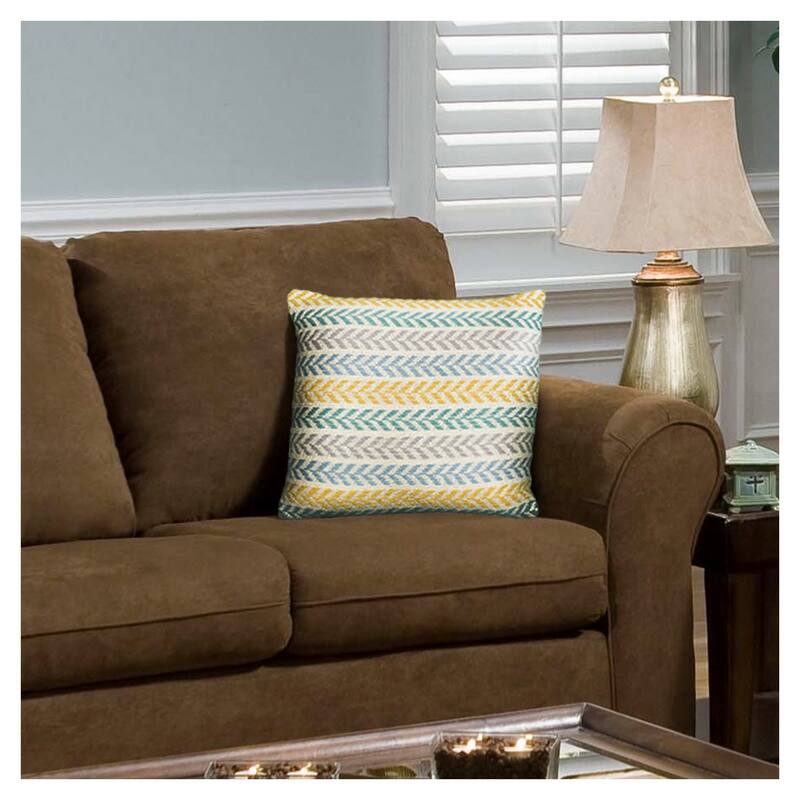 Handwoven Coastal Chevron Throw Pillows - 18" - Yellow and Blue - Set of 2