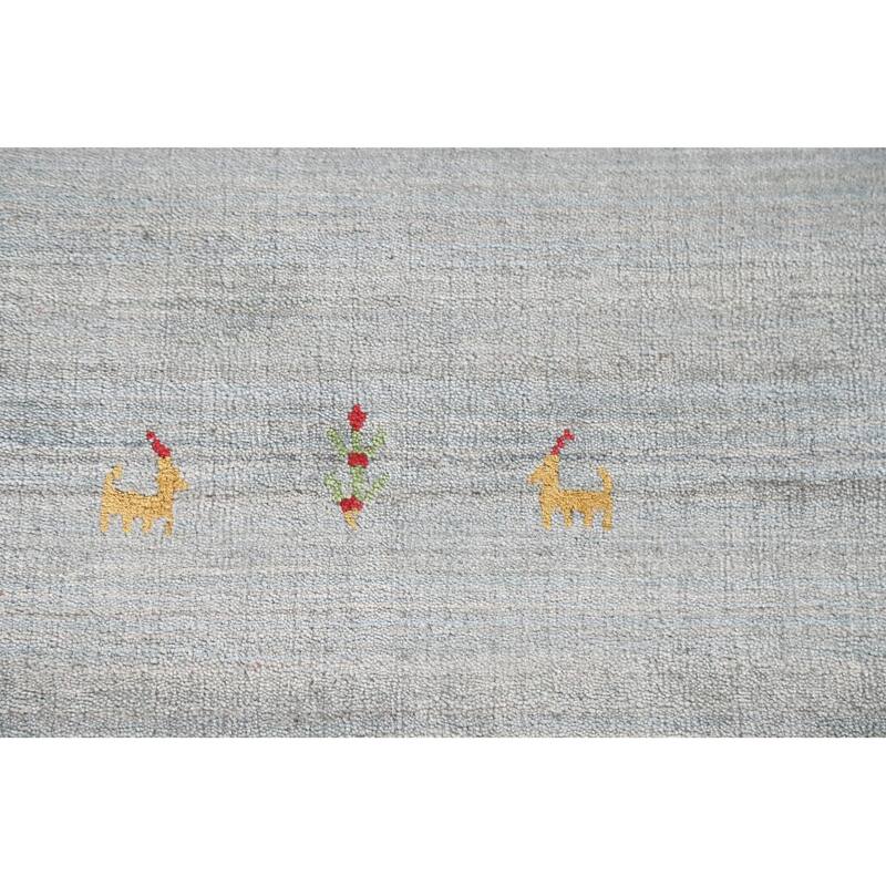 Indian Gabbeh Area Rug Handmade Wool Carpet - 8'1"x 9'9"