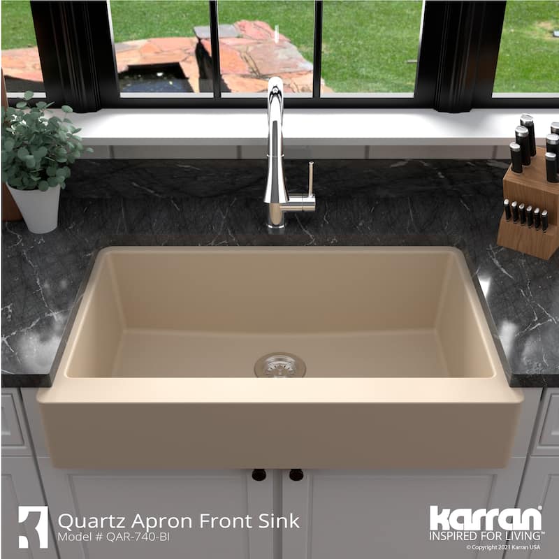 Karran Retrofit Farmhouse Quartz Single Bowl Kitchen Sink Kit