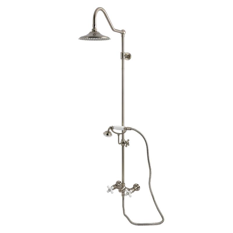 Kingston Brass Kingston Wall Mount Rain Drop Shower System with Hand Shower - Brushed Nickel