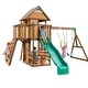 preview thumbnail 1 of 13, Backyard Discovery Spruce Hollow Spruce Wood Swing Set, Wave Slide Brown - Swing Set - Kids