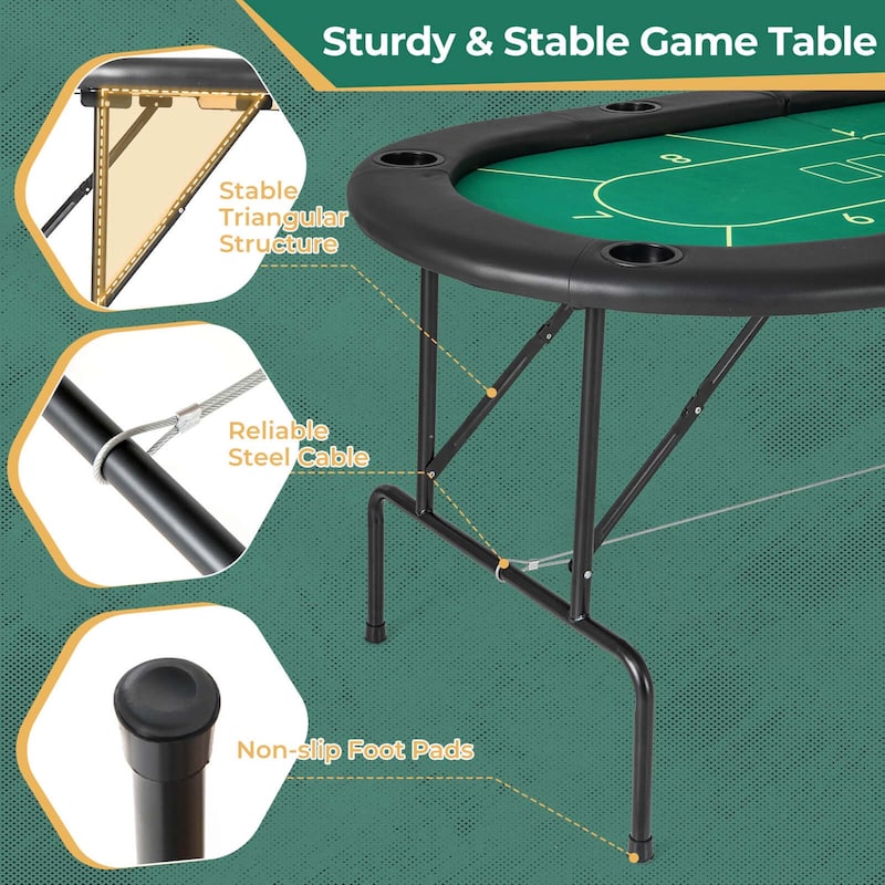 Costway 8 Players Card Board Game Table with 8 Cup Holders - See Details