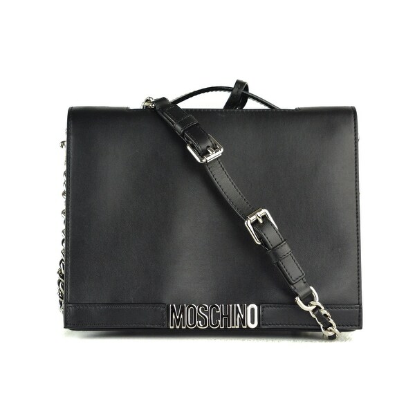 moschino black leather shoulder bag