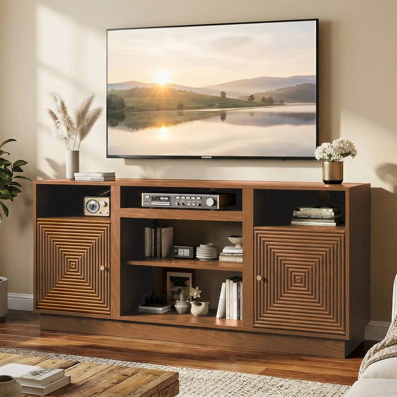 59'' TV Stand for TVs Up to 65'' with Storage and Adjustable Shelves - n/a