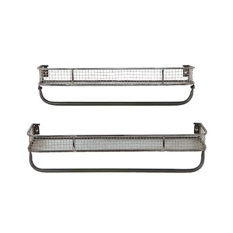Metal Wall Shelves with Hanging Bar (Set of 2 Sizes)