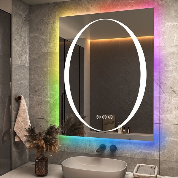 Apmir Rectangular Frameless RGB Backlit and LED Frontlit Anti Fog