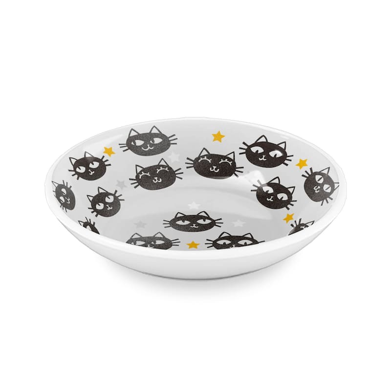 Abode Homewares Matt The Cat Melamine Pet Saucer - 0.75 Cup - White - Set of 2