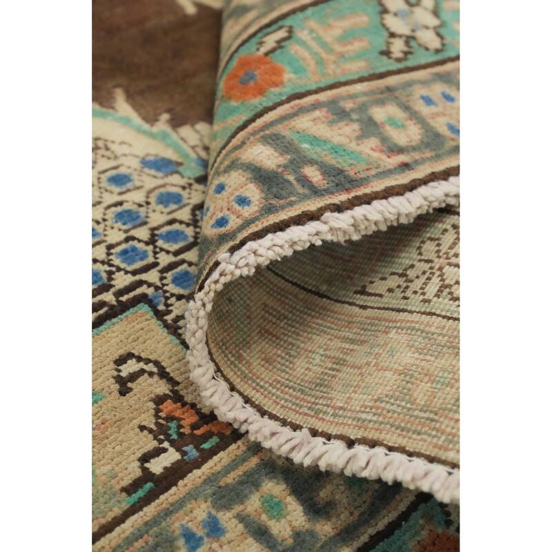 Hand Knotted Oriental 100% Wool Carpet Traditional Medallion Brown Tabriz Area Rug - 6' 2'' X 3' 4''