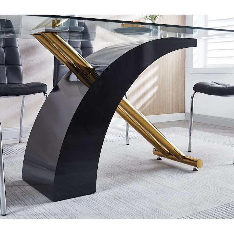 Stylish Dining Room Table, Luxury Glass Top Dining Table, Modern Design For Your House (2 Colors) - N/A