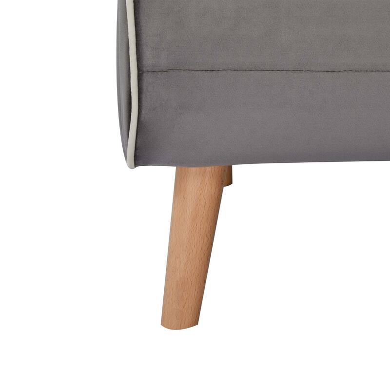 CANON Modern Velvet Foldable Sofa Bed with Piping Design - 3-Position Adjustable Backrest