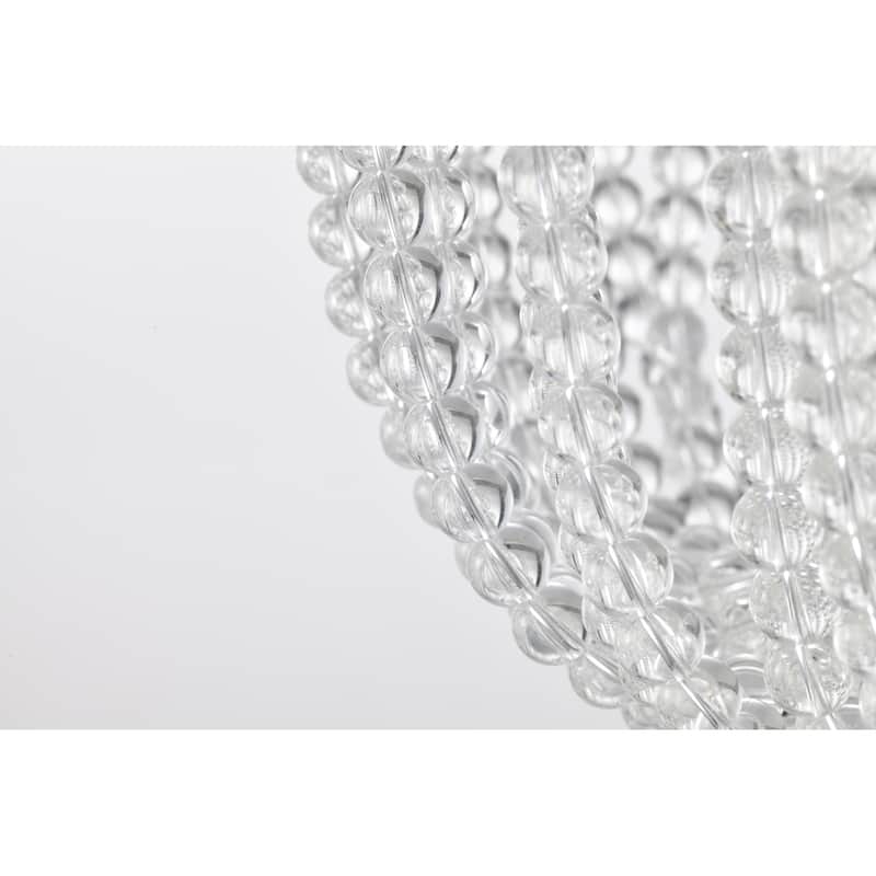 Chrome Finish 3-Light Glam Drum Chandelier with Crystal Beads