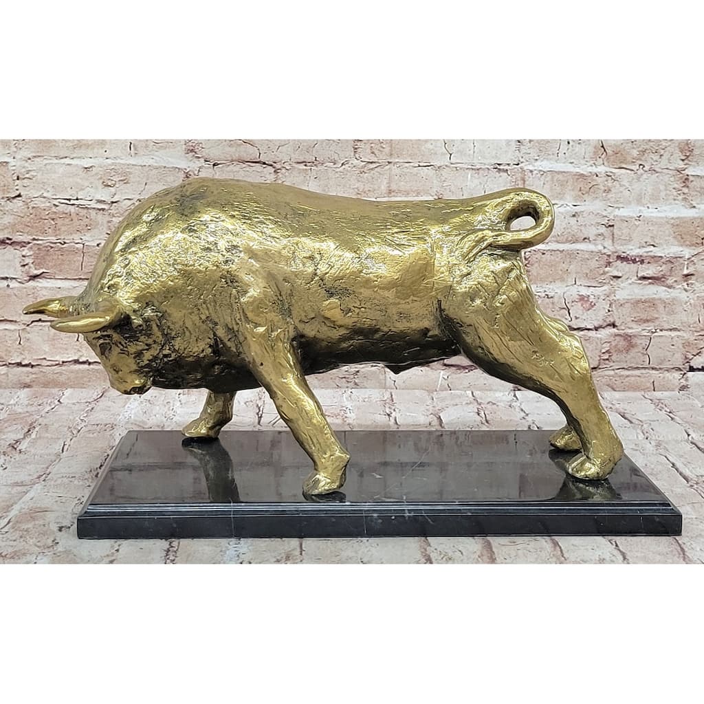 Gold Imitative Bull - Bronze Metal Sculpture Statue Signed Numbered Original Art