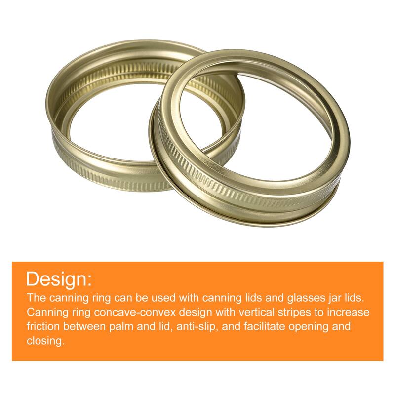 Canning Jar Rings, 12 Pcs Tinplate Replacement Bands Regular Mouth - Gold