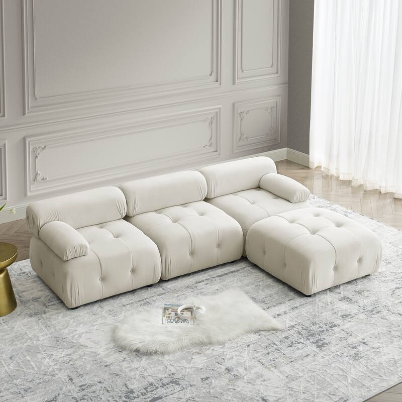 Ouyessir Modern Velvet Upholstered Large Modular Sectional Sofa with Removable Armrest