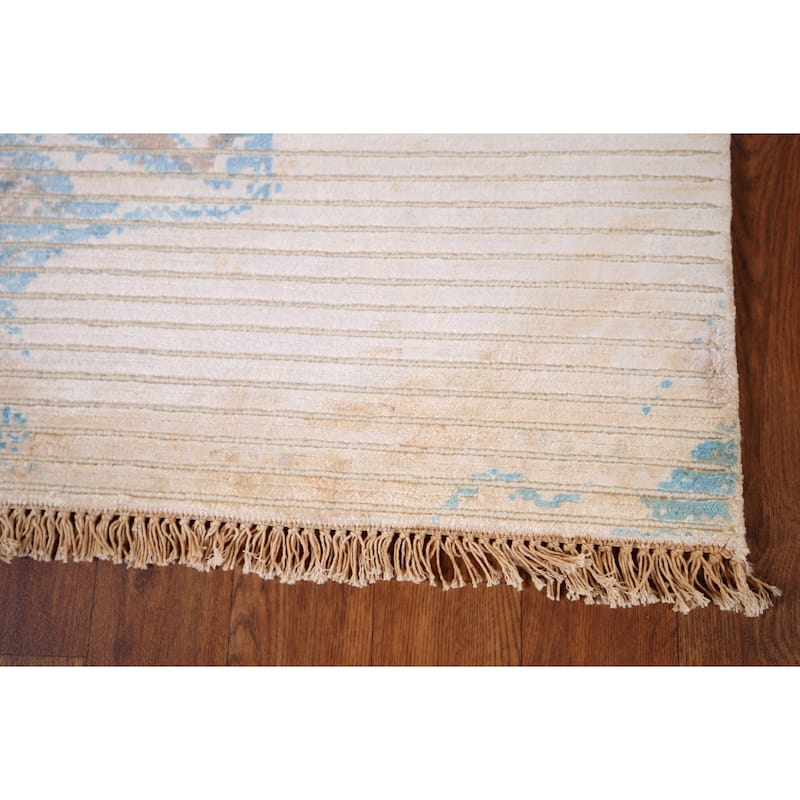 Striped Abstract Accent Rug Handmade Wool Carpet - 2'9" x 5'0"