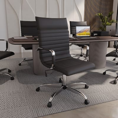 Harris High-Back Leather Executive Office Chair with Metal Frame, Adjustable Height, Tilt Lock, and Swivel for Home/Workspace